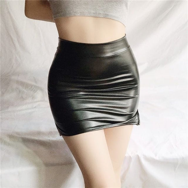 Girls'  High Waist Ol Leather Skirt